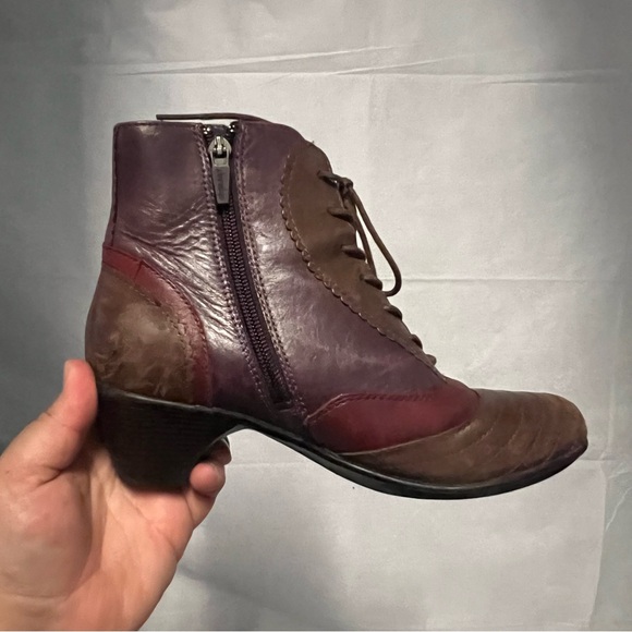 Dansko Felix Leather Ankle Boot Red Brown Purple Leather Lace Up SZ 36 - Picture 15 of 16